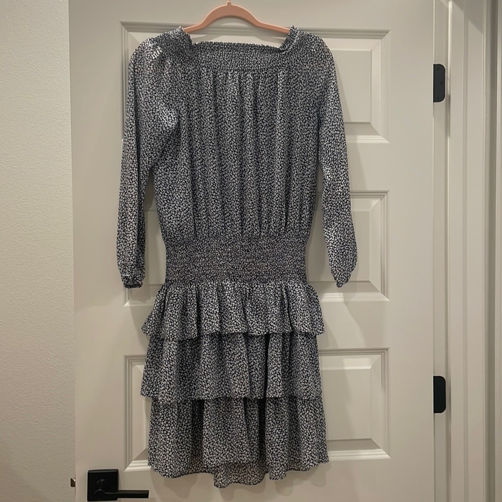 Smock waist- Size M Michael Kors- navy floral print off the shoulder dress